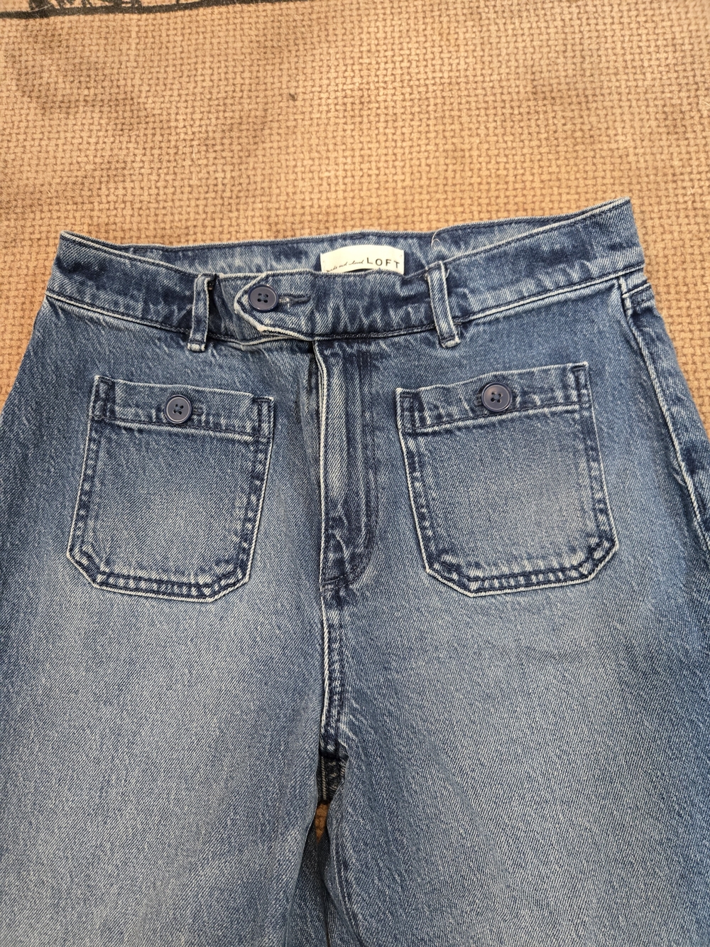 LOFT Cropped Wide-Leg Jeans in Mid Blue - Picture 5 of 9